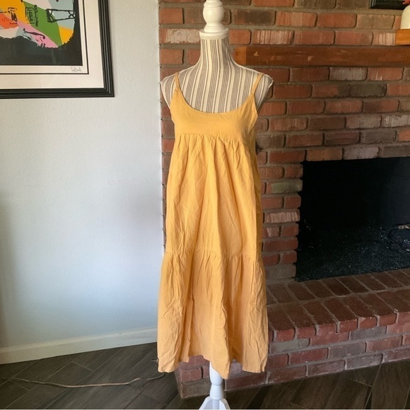 Zulu & Zephyr Ecliptic Cotton Midi Dress Marigold Yellow Sz 6 - Picture 2 of 7
